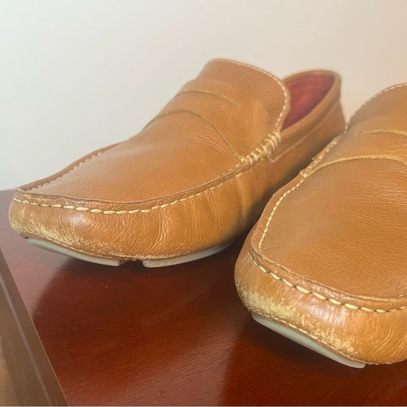 DONALD J PLINER Varran Leather Loafer Slip On Driving Shoes 11M Brown Cognac - Picture 3 of 8